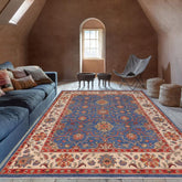 handmade Geometric Kazak Blue Beige Hand Knotted RECTANGLE 100% WOOL area rug 11' x 14'